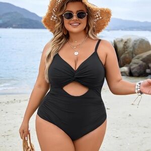 Blooming Jelly Womens Plus Size 3X Tummy Control 1 Pc Twist Front Ruched Swim